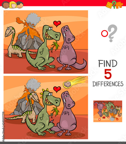 find differences game with dinosaurs