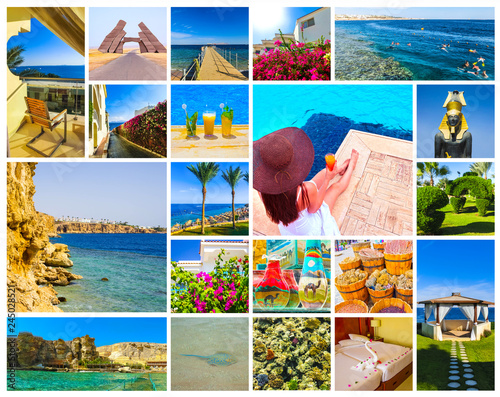 Collage of pictures from Egypt holidays. Sharm El Sheikh