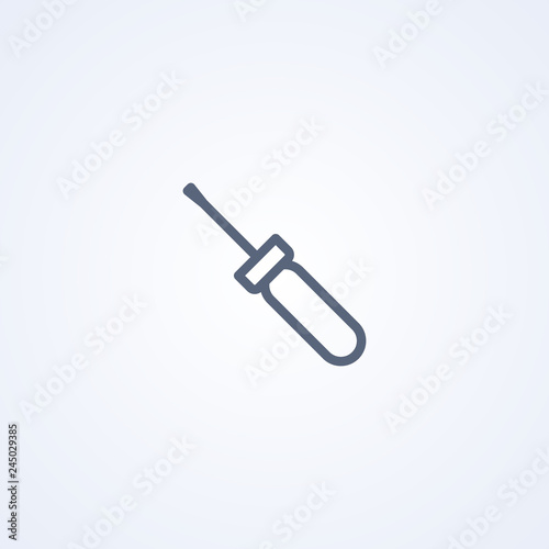 Straight screwdriver, vector best gray line icon