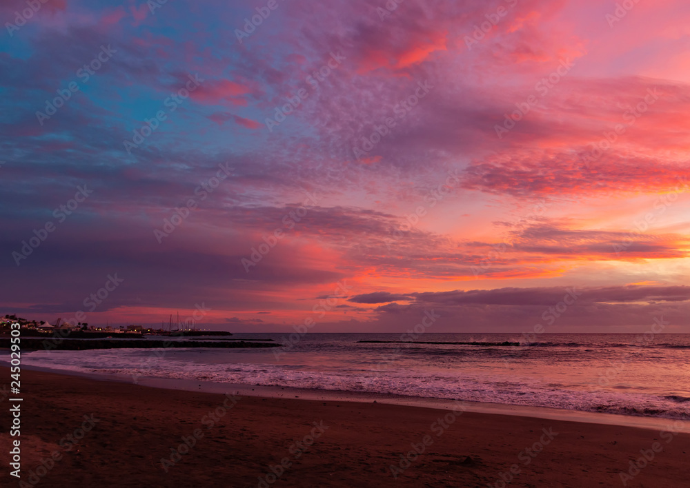 Colorful Sunset on the beach Tenerife