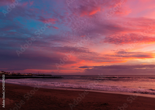 Colorful Sunset on the beach Tenerife