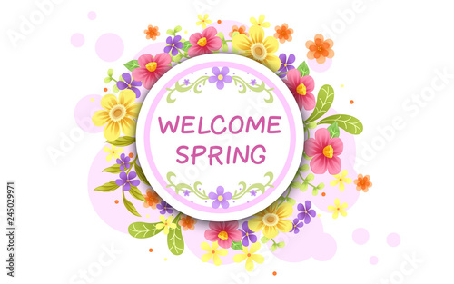 Welcome spring background design, Vector illustration