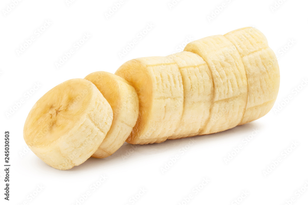 Banana slices, isolated on white background Banana slices, isolated on white background