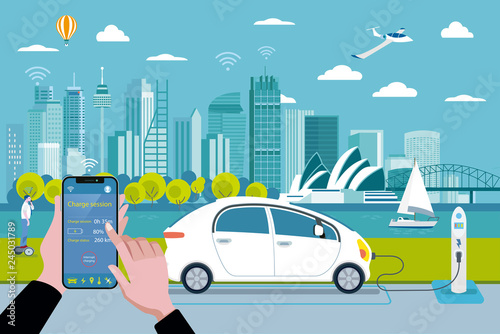 Charging an electric car with a smart phone