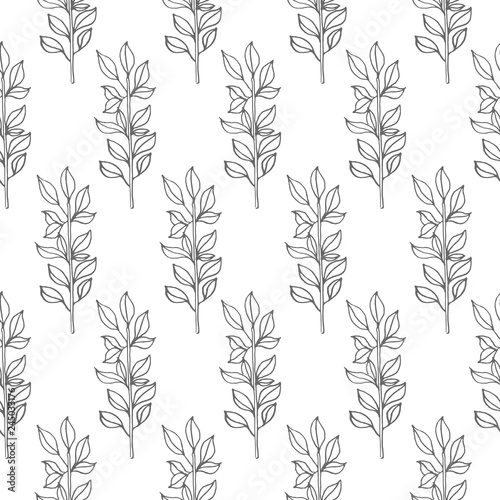 branch with leaves vector seamless pattern isolated on white background