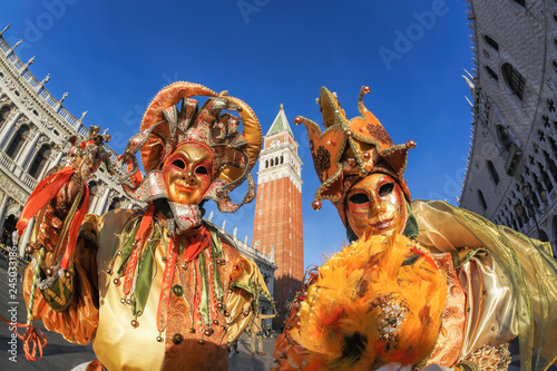 Fényképezés Colorful carnival masks at a traditional festival in Venice, Italy