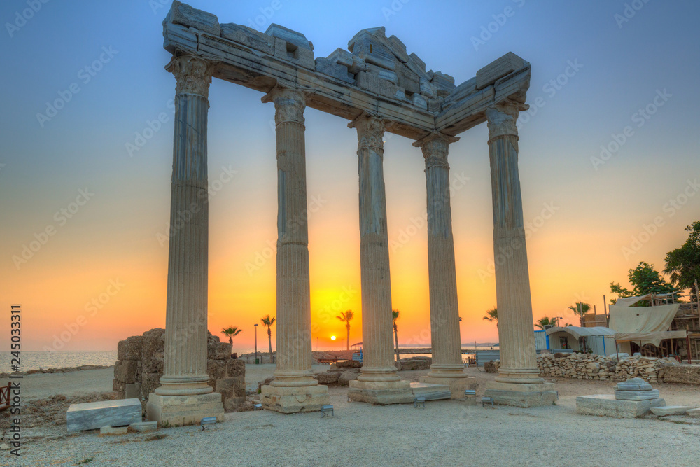 The Temple of Apollo in Side at sunset, Turkey