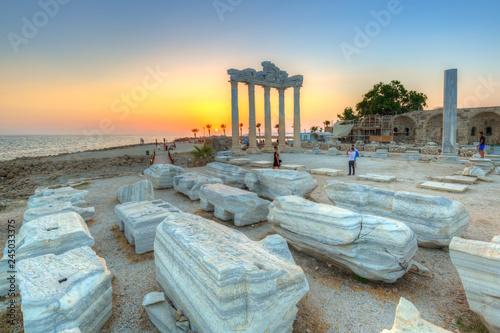 Fototapeta Naklejka Na Ścianę i Meble -  The Temple of Apollo in Side at sunset, Turkey