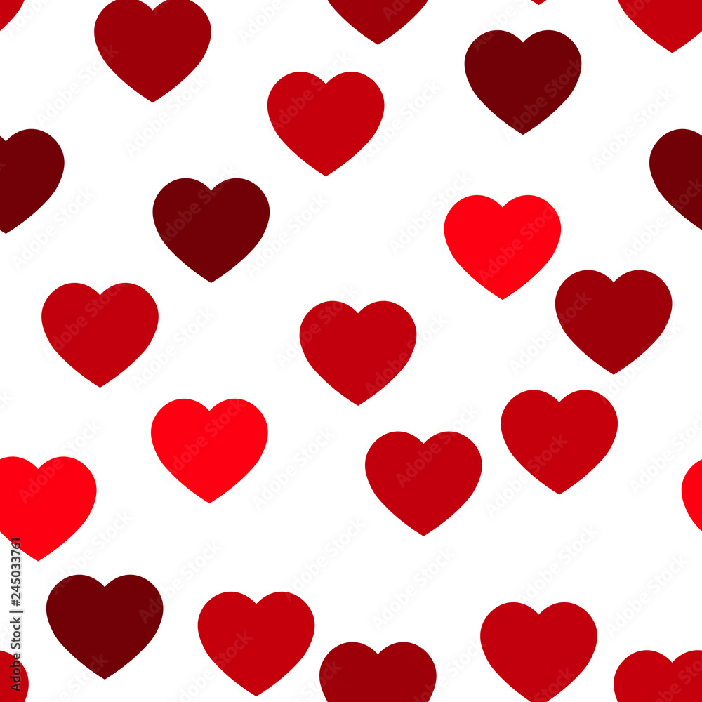 Red hearts seamless pattern. Random scattered hearts background. Love or Valentine theme. Vector illustration. Red hearts seamless pattern. Random scattered hearts background. Love or Valentine theme. Vector illustration.