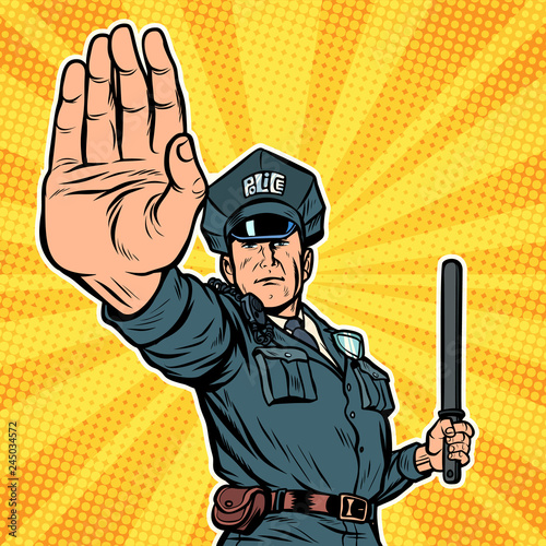 police officer stop gesture
