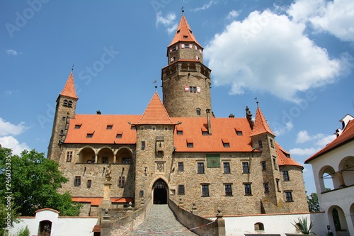 Bouzov Castle (Czech: Hrad Bouzov) is an early 14th-century fortress first mentioned in 1317. The castle has been used in a number of film productions lately, including Arabela, Fantaghirò etc.
