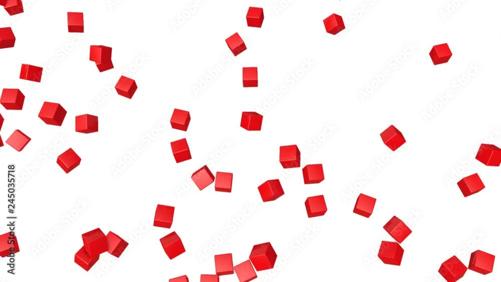 reds cubes scattering on a white background. 3d render reds cubes scattering on a white background. 3d render