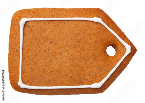 Gingerbread Label Cookie Isolated on White Background