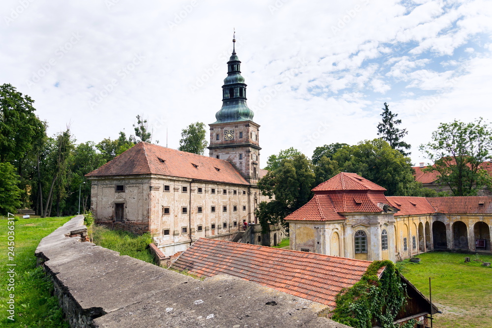 Baroque cistercian Plasy Monastery, Plzen region, Czech Republic, sunny summer day