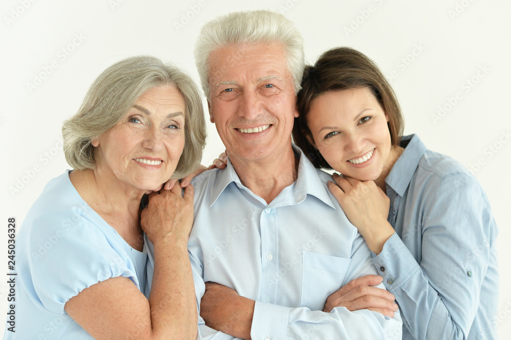 close up happy family portrait on white background close up happy family portrait on white background