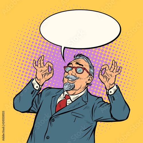 elderly businessman smile ok okay gesture