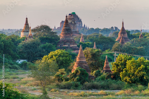 Skyline of temples in Bagan  Myanmar