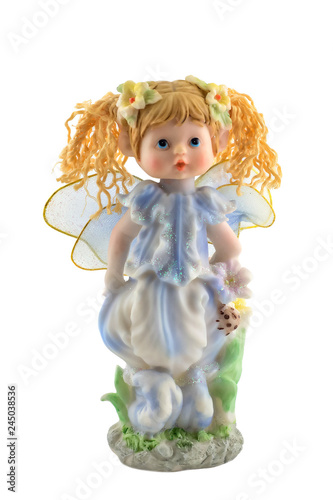 Figurine of an angel on a white background