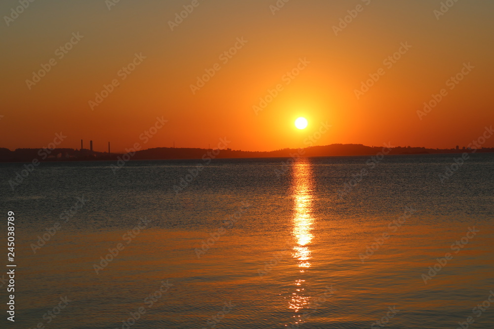 sunset at the sea,sunset, sea, water, sun, sky