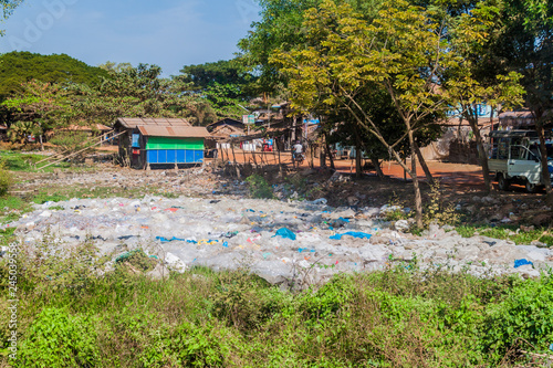 BAGO, MYANMAR - DECEMBER 10, 2016: Plastic waste dump in Bago town. © Matyas Rehak