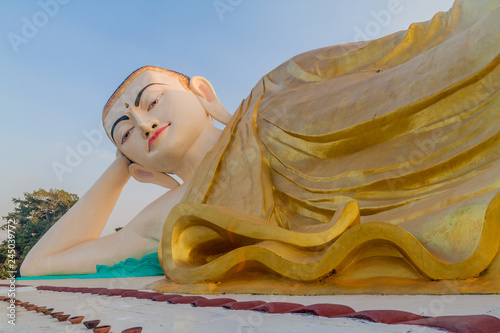 Naungdawgyi Myathalyaung Reclining Buddha in Bago, Myanmar photo