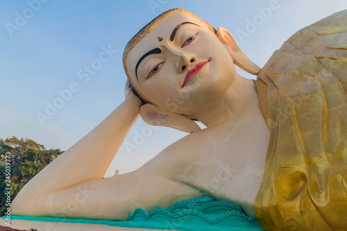 Naungdawgyi Myathalyaung Reclining Buddha in Bago, Myanmar photo