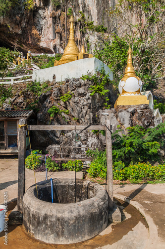 Stupas at Yathaypyan cave near Hpa An, Myanmar photo