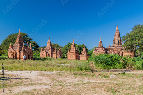 Row of small temples in Bagan, Myanmar