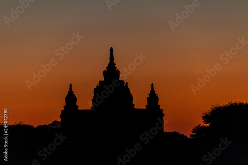 Silhouette of a temple in Bagan  Myanmar