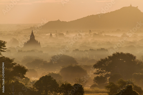 Skyline of temples and pagodas in Bagan  Myanmar