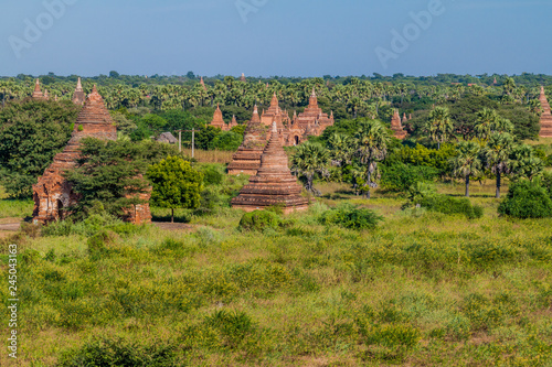 Skyline of temples in Bagan, Myanmar.