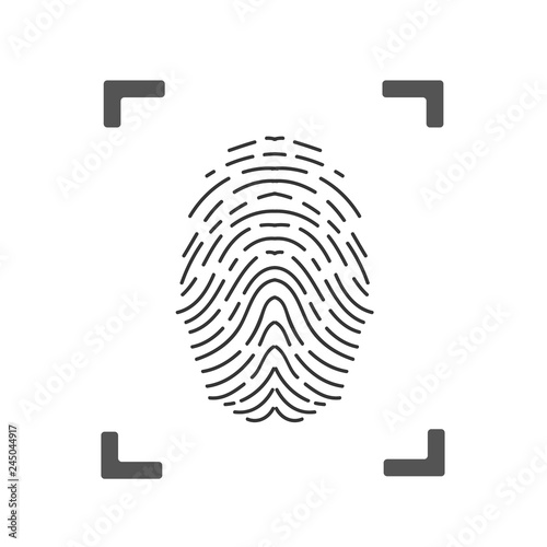 Fingerprint scanning icon for apps with security unlock stock vector