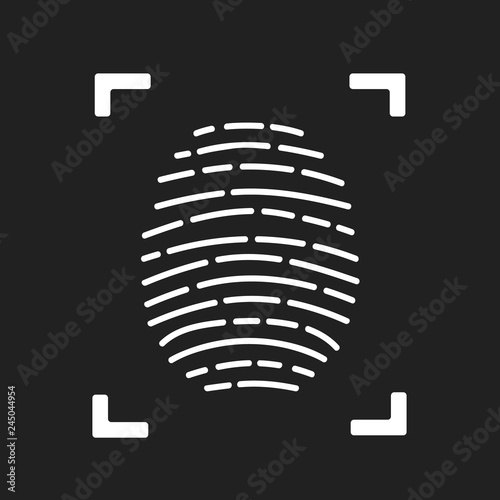 Fingerprint scanning icon for apps with security unlock stock vector