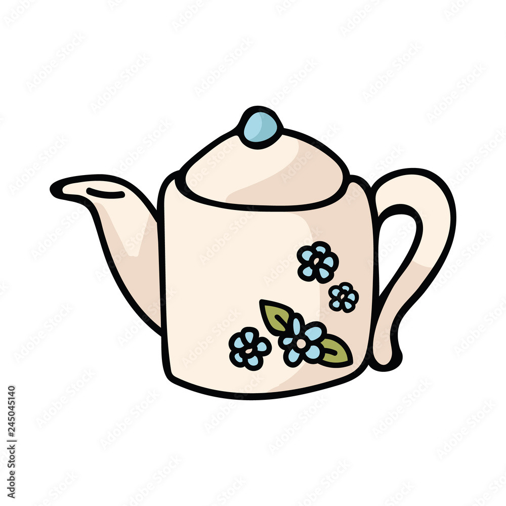 Teapot cute colorful doodle hand drawn cartoon Vector Image