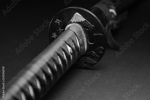 Japanese katana samurai sword close-up