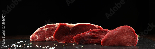 Steak raw. Barbecue Rib Eye Steak, dry Aged Wagyu Entrecote Steak. photo