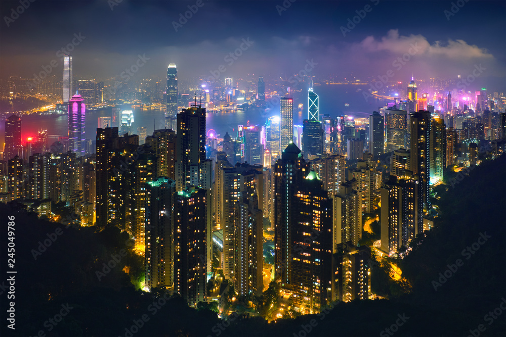 Obraz premium Hong Kong skyscrapers skyline cityscape view