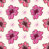 Vector illustration of seamless pattern with abstract flowers - Vector