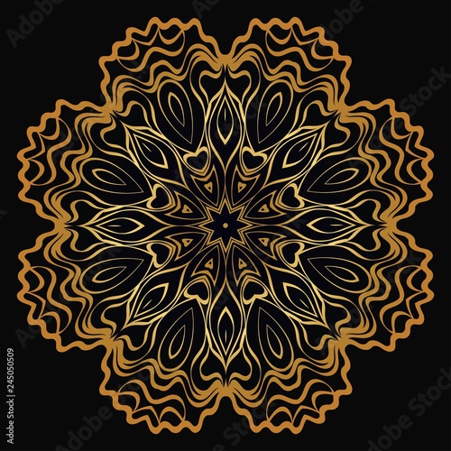 Modern Decorative Floral Gold Color Mandala. Super Vector Round Shapes. Vector Illustration. © Bonya Sharp Claw