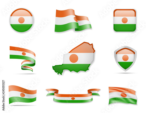 Free Download Niger flags collection. Flags and outline of the country. - GFXLoad