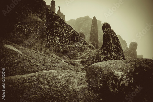 Granite stone columns of Covao do Boi, Serra da Estrela (Manteigas), Guarda district, Portugal photo