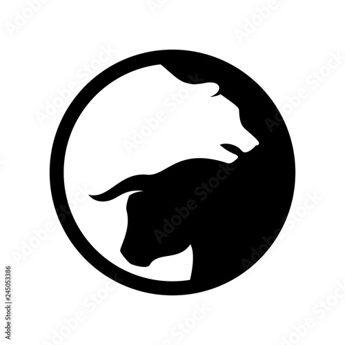 bull and bear vector logo 
