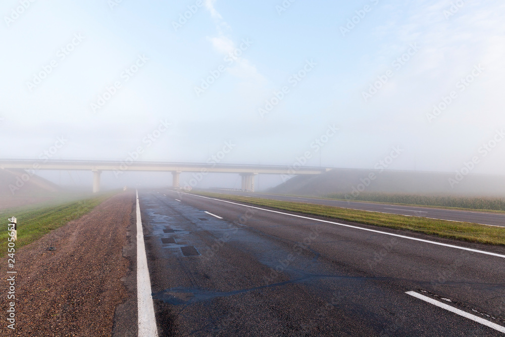 Road plan bridge fog