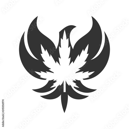 bird and cannabis symbol. vector logo.