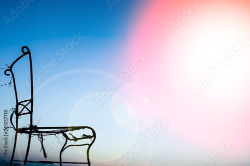 Beautiful chair silhouette on nature desert background