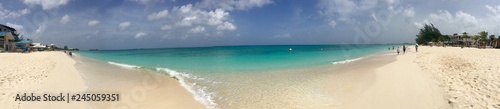 Panoramic of beautiful beach on a sunny day in the Caribbean