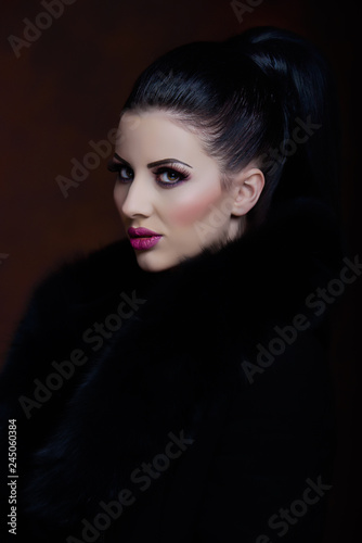 Girl with a black fur