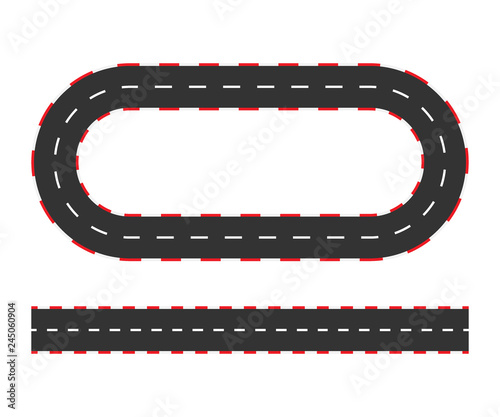 Rally races line track or road marking. Car or karting road racing vector background. Vector illustration.