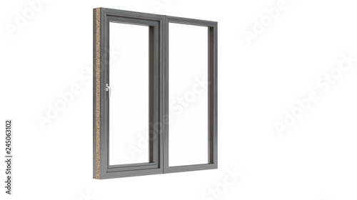 Fotografi Wooden window on white background
