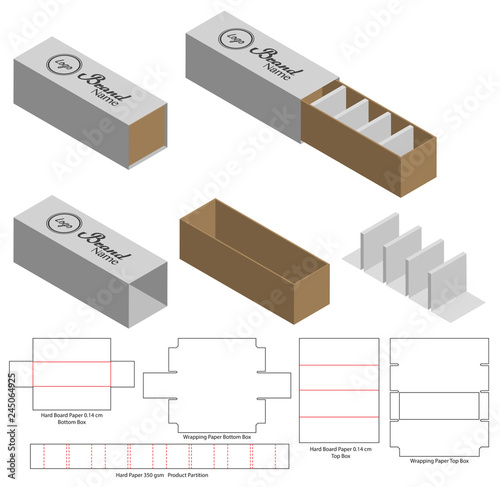 Box packaging die cut template design. 3d mock-up